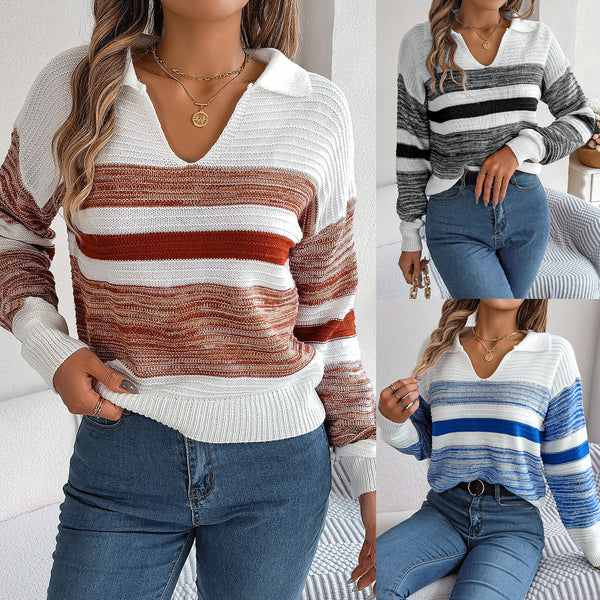 Fashion Striped Knitted Pullover Sweater Women